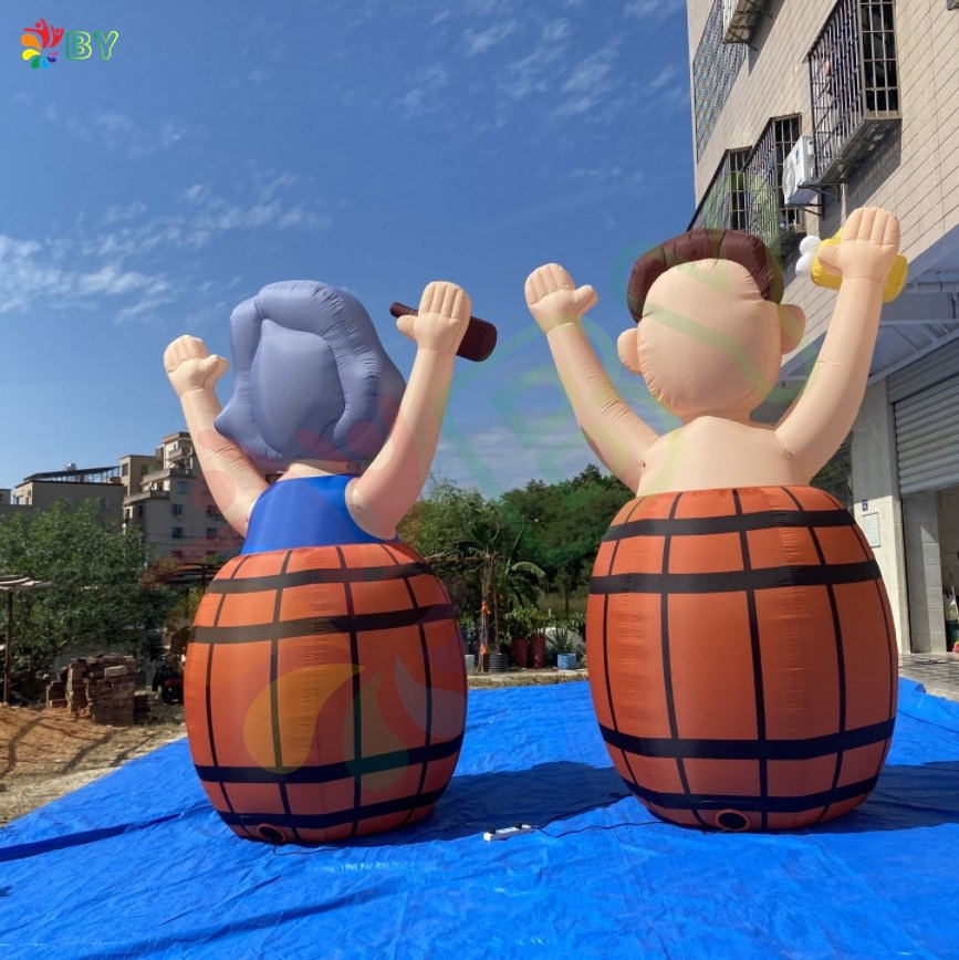China Manufacturer Customized 3.5m High Oxford Cloth Inflatable Wijn Barrel Sarah Balloon