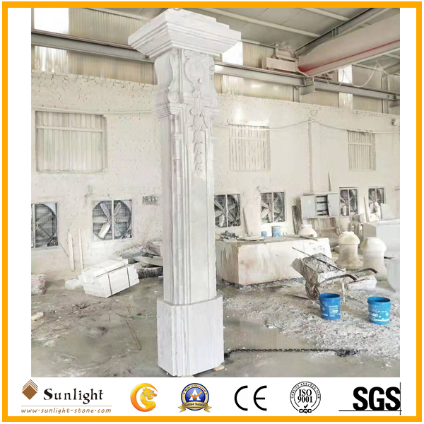 Top Quality Hand Carved White/Yellow Marble Sandstone Column for Building and Decoration