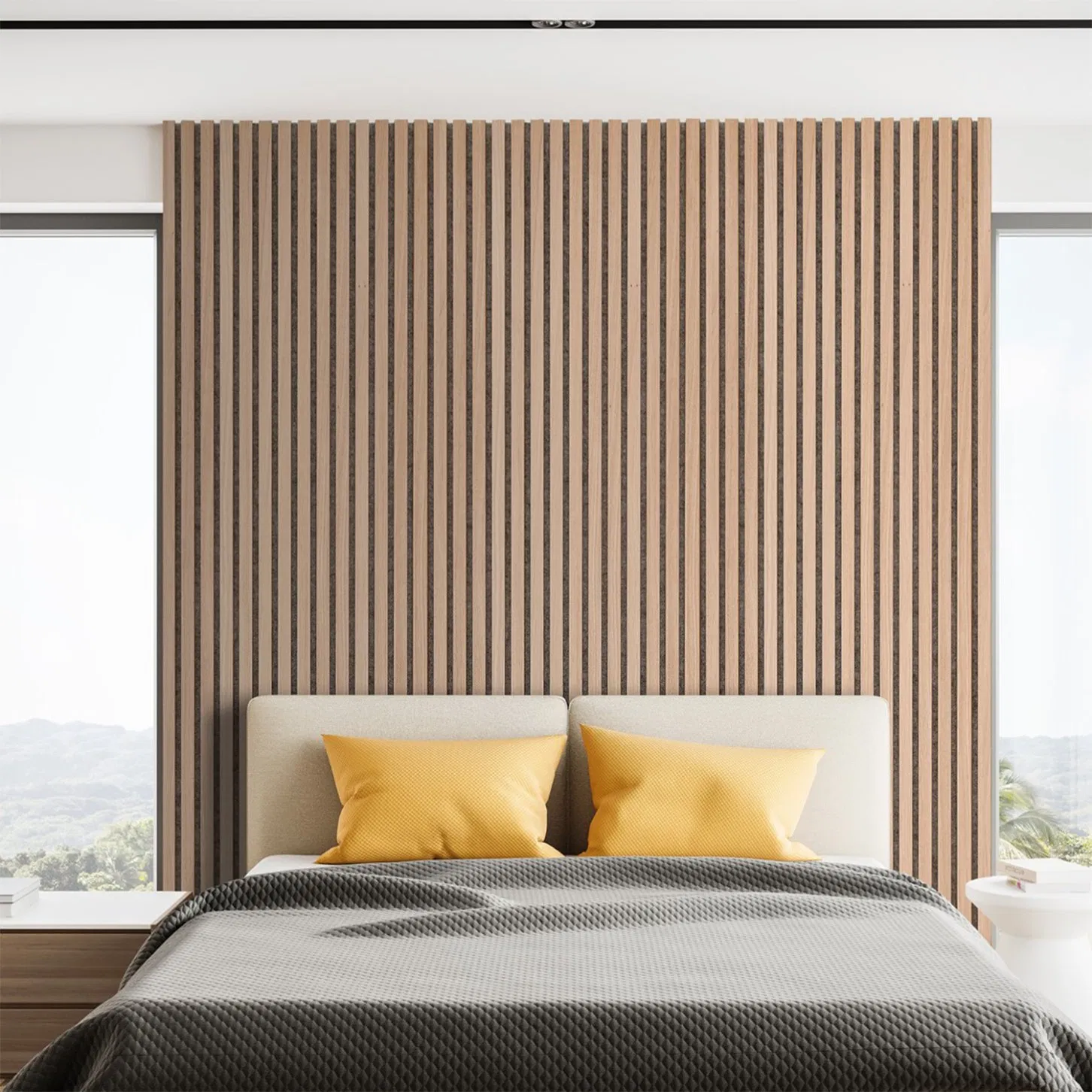 High Density Best Quality Wooden Veneer Slats with Fire Resistance Polyester Board Acoustic Foam Wall Panels Sound-Absorbing