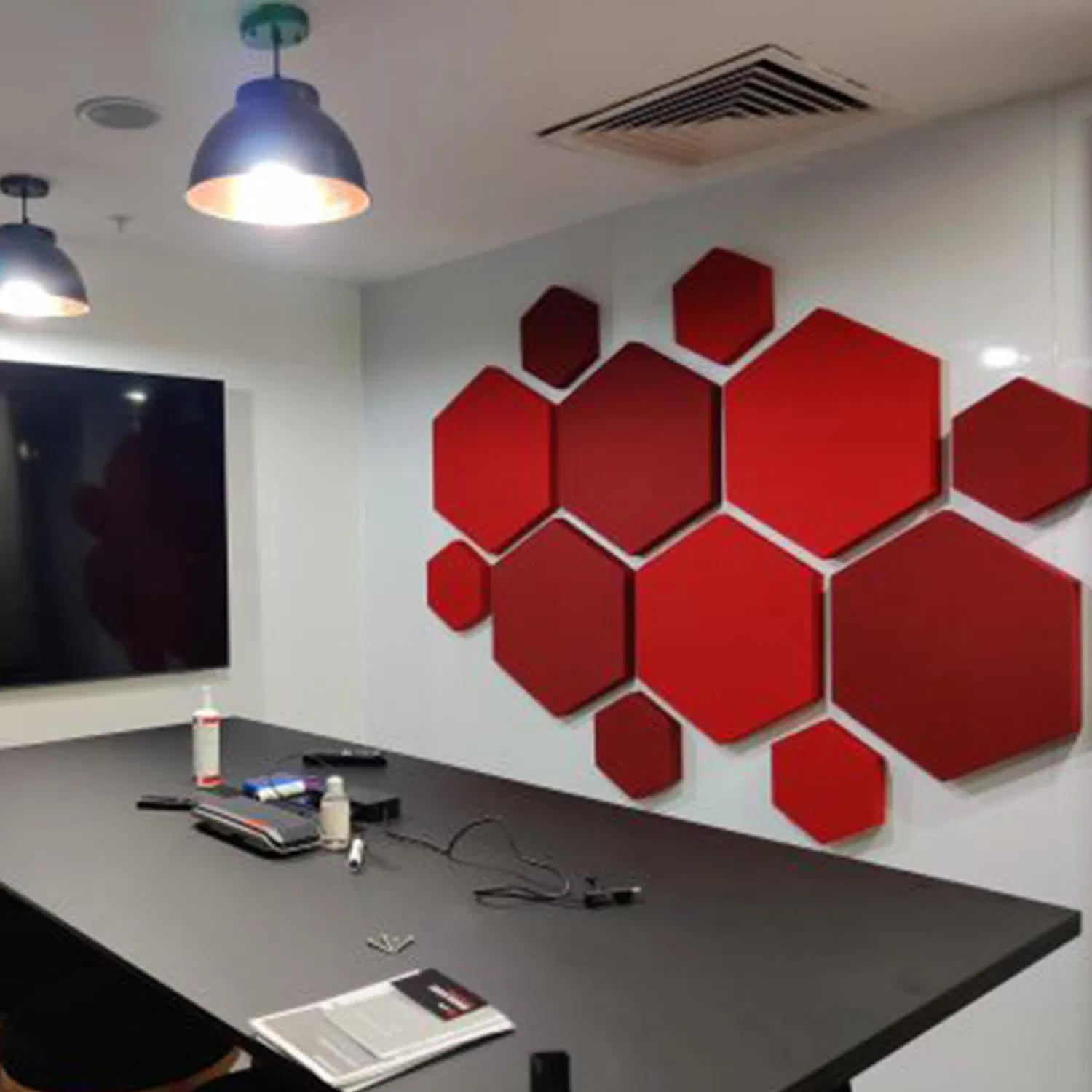 Art Acustic Panel Absorber Board 3D Wall Felt Soundproof Decorative Hexagon Pet Polyester Fiber Acoustic Panels for Office
