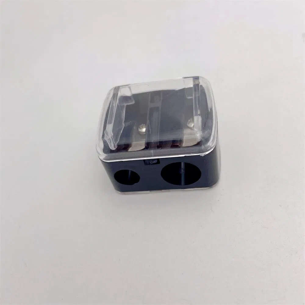 Dual-Hole Blades Plastic Makeup Pencil Sharpener with Cover Eyebrow Lip Liner