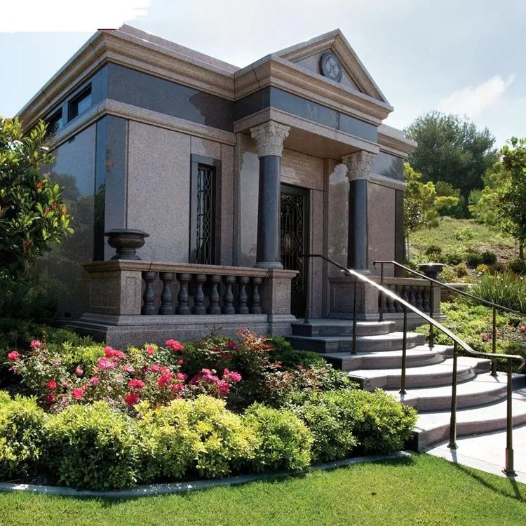 Cheap Outdoor Simple White Marble Granite Family Cemetery Mausoleum for Sale