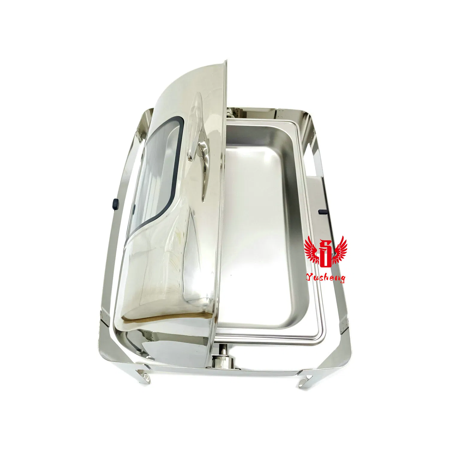 Visible Lid Rectangular Silver Steel Buffet Chafing Dish China Guangdong Factory