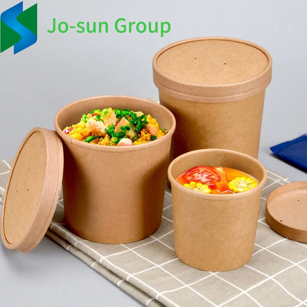 8oz/12oz/16oz/26oz/32oz Kraft Paper Takeaway Soup Bucket for Containing Hot Food