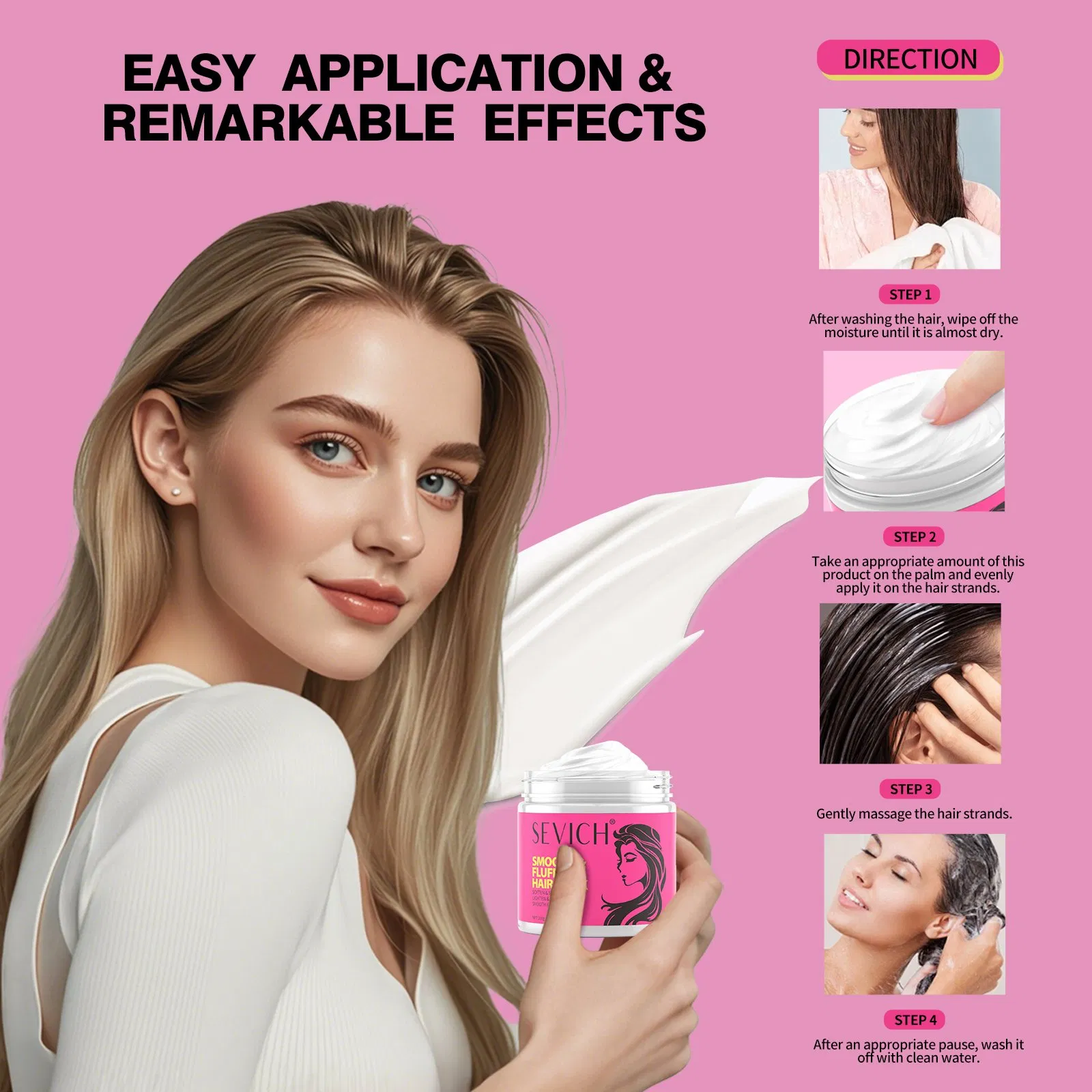 Custom Anti-Frizz Repair Silky Straightening 2 in 1 Smoothing & Fluffy Hair Mask