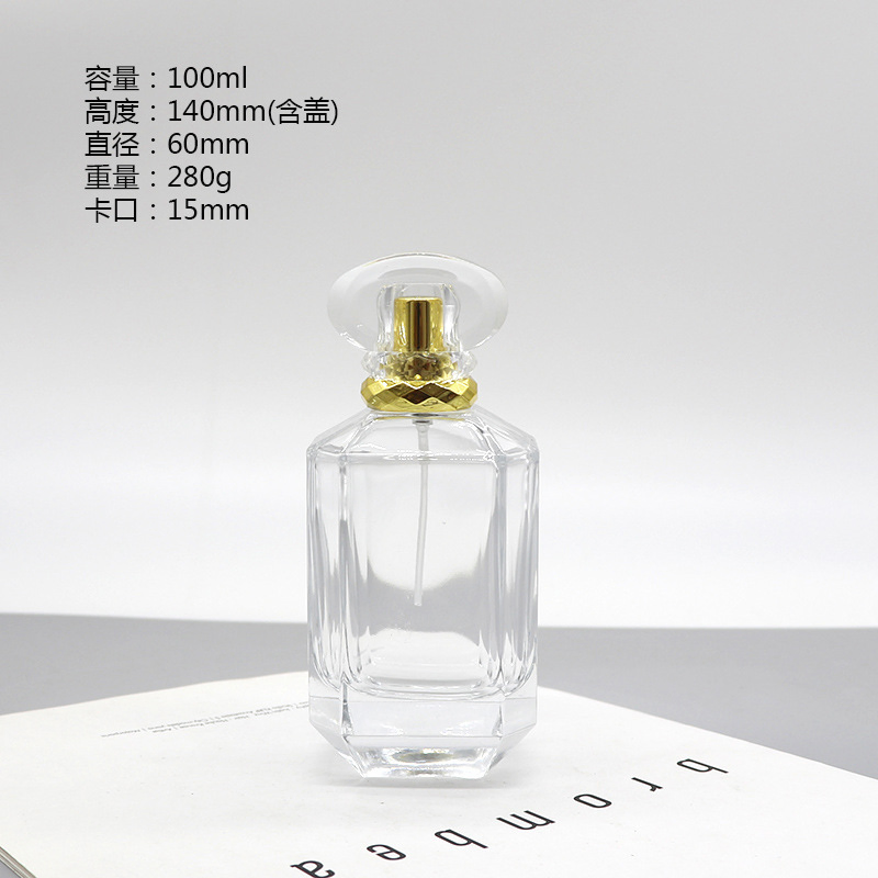 50ml 100ml High Quality Square Cut Edge Shaped Glass Bottle Perfume Empty Bottle Sale