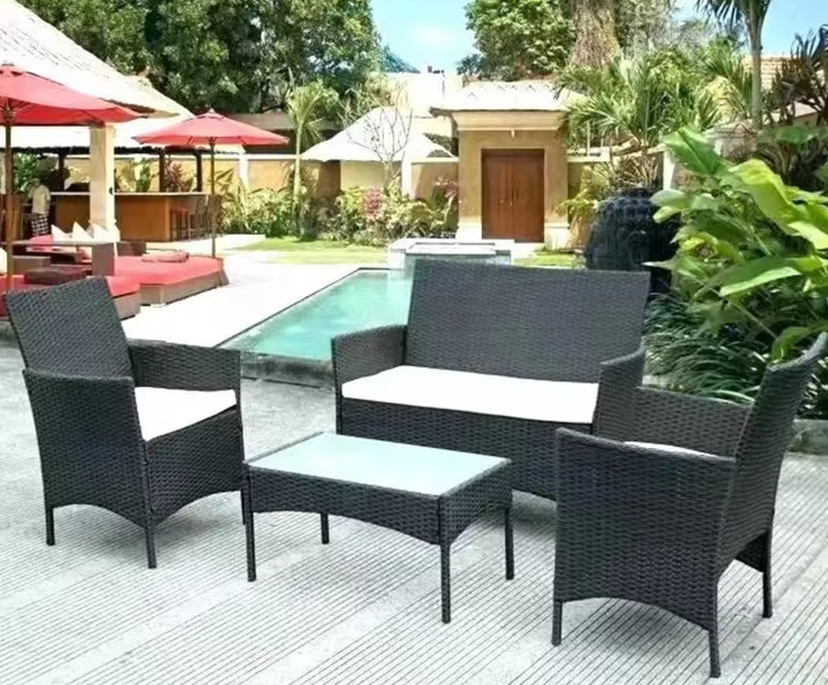 Набор садовой мебели для патио 4 секции стол стеклянный подушки