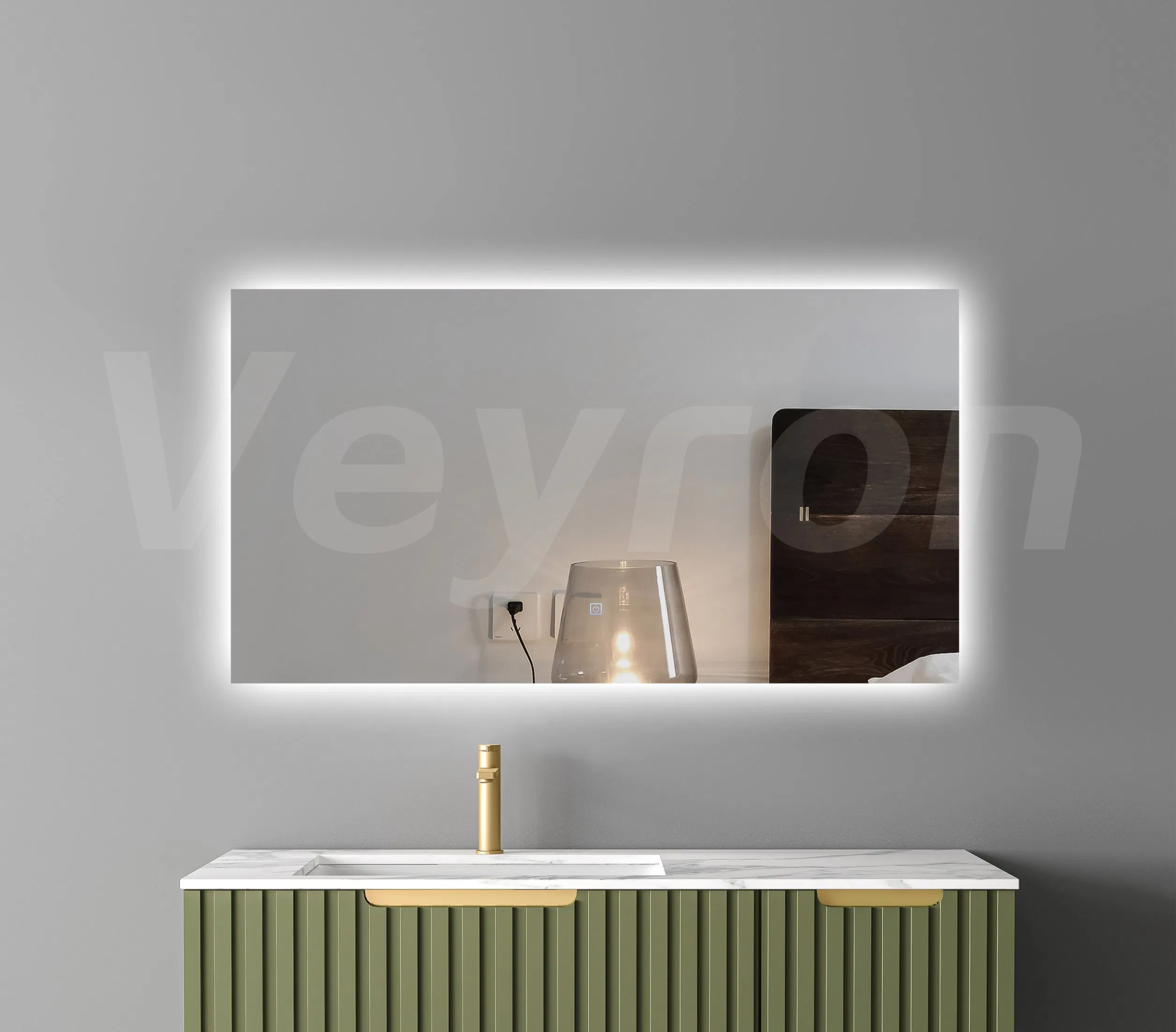 Aluminum Metal Iron Satinless Steel Wood PVC Frame Frameless Smart Backlit Make-up Vanity Defogger Bluetooth LED Mirror