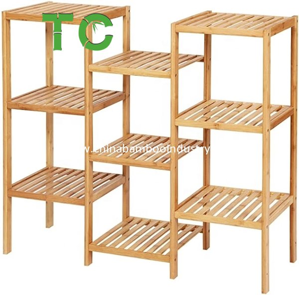 Cheap Price 9 Tiers Bamboo Plant Stand Shelf Display Rack Storage Rack Multi Tier Flower Display Rack Shelves