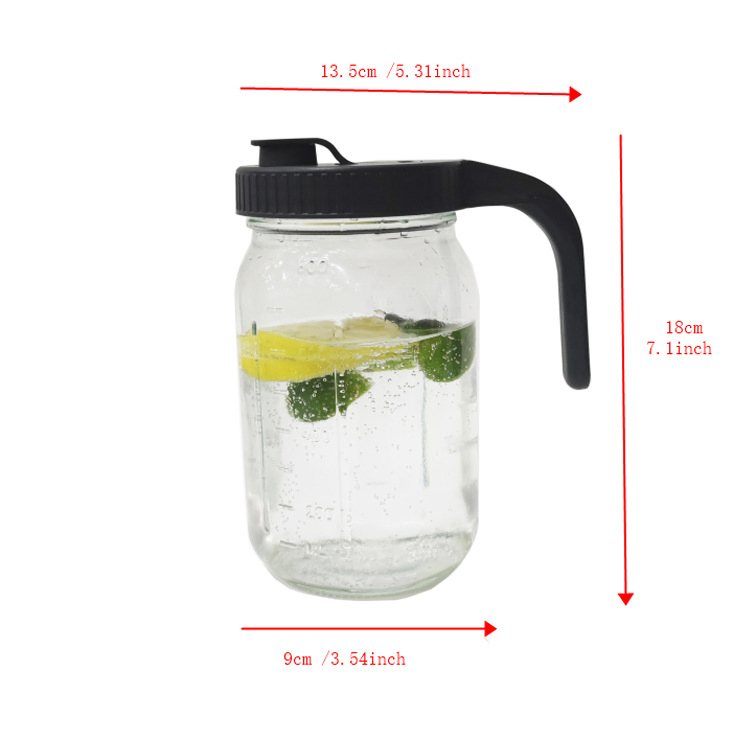 Wide Mouth Mason Jar BPA Free Drinking Pour Spout Plastic Pitcher Flip Cap Lid with Handle