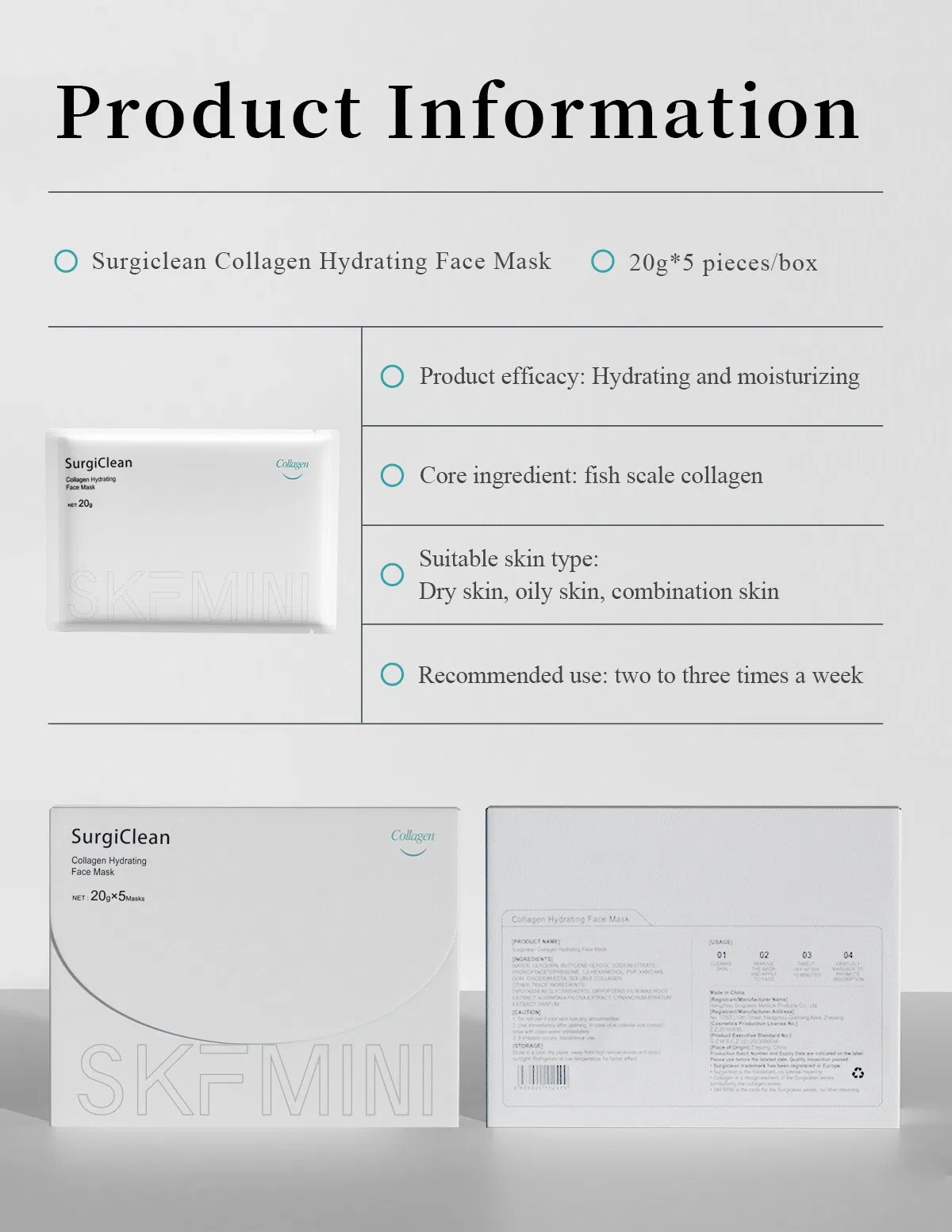 Skformula Collagen Facial Mask Enjoy Refreshing and Hydrated Skin Provide OEM ODM Service