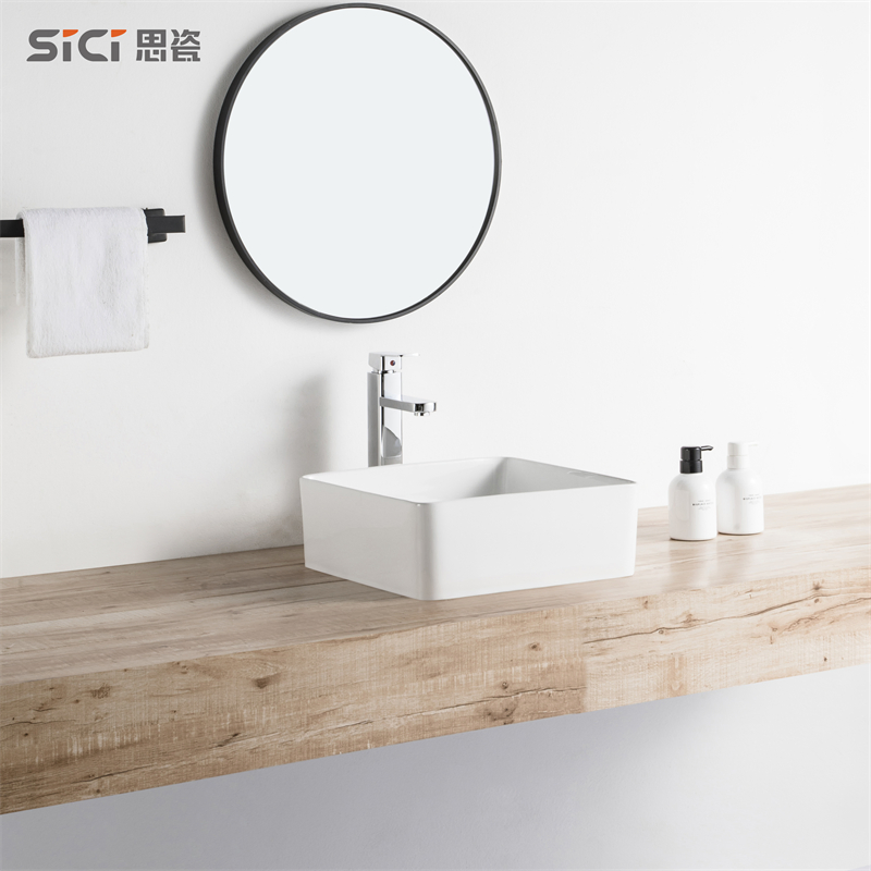 Factory Price Wholesale Ceramic Bathroom Basin Vanity Cabinets Square Cabinet Wash Basin