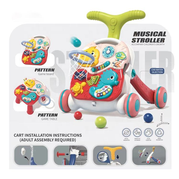 Samtoy 3 in 1new Multifunctional Adjustable Activity Table Sit to Stand Musical Baby Walkers for Kids