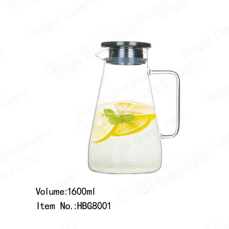Large High Borosilicate Heat Resistant Glass Pitcher Jugs with Lid