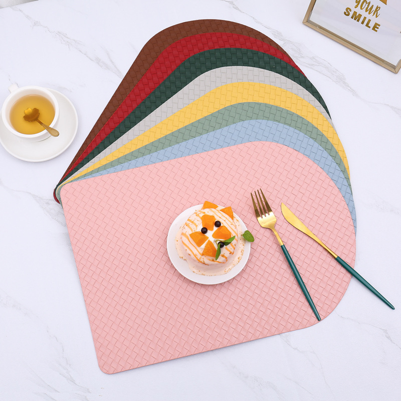 Cowhide Pattern Faux Leather Placemats Heat Resistant Non-Slip Waterproof Wipeable Washable Kitchen Dining PU Table Place Mats