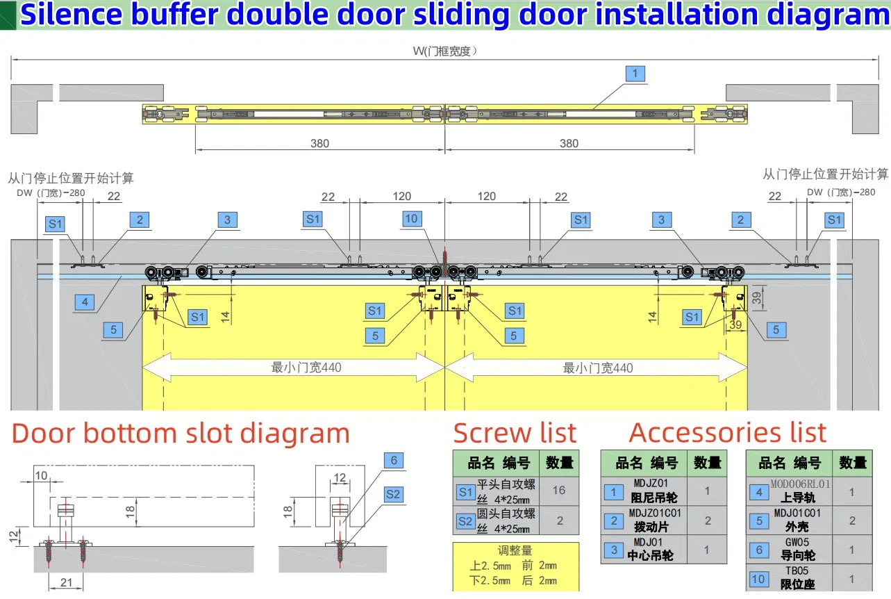 Hwavy Duty120kg Sliding Ceiling Hanging Buffer Damper Wooden Bifold Concealed Hidden Barn Wardrobe Door Hardware Set Accessries for Sectional Kit