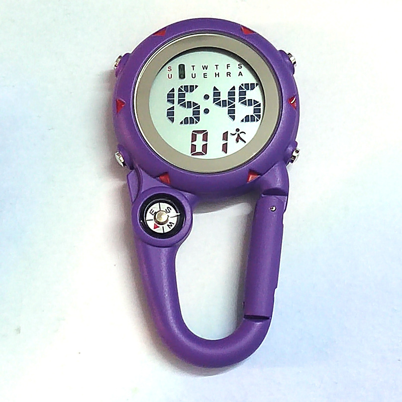 Multifunction Digital Fob Watch Mini Clip on Carabiner Watches for Outdoor