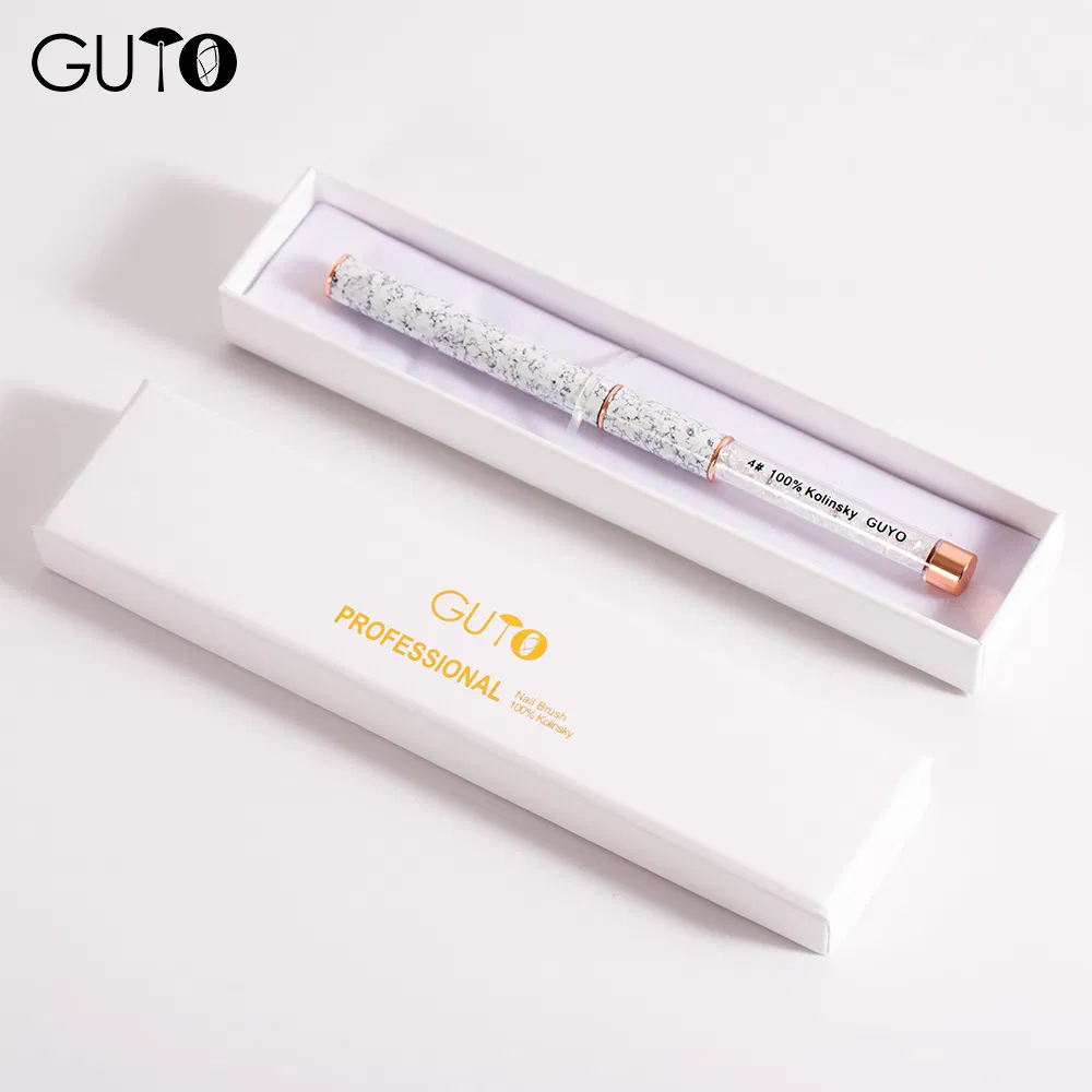 Guyo White Rhinestone Handle Nail Brush with Marbling