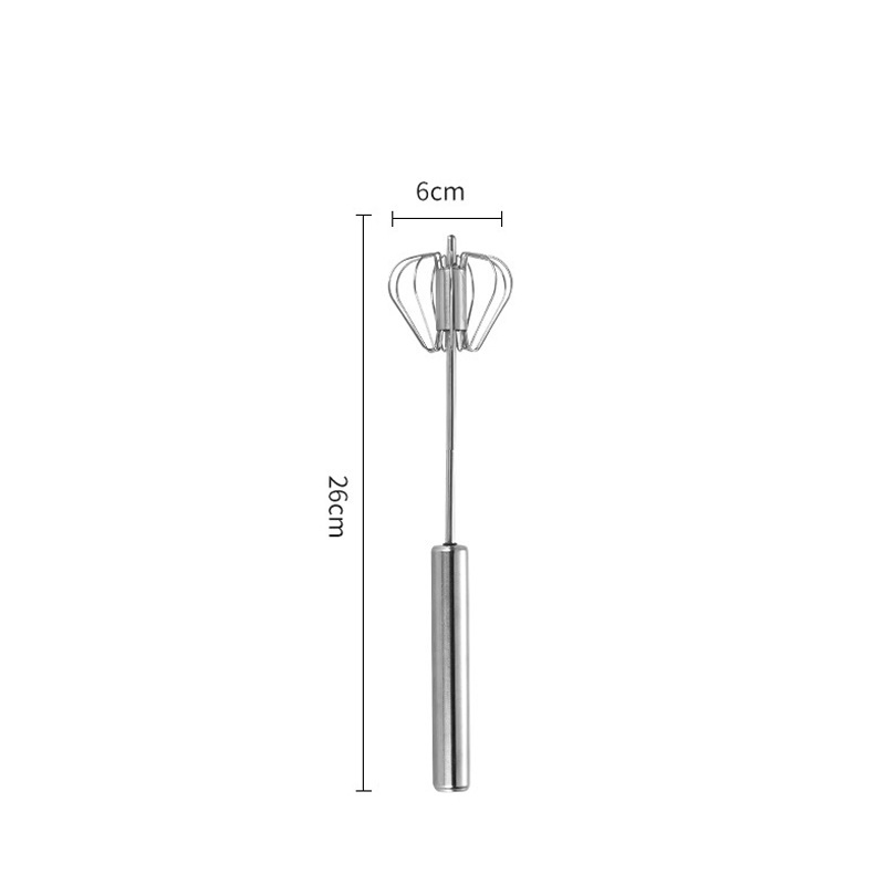 Mini Handheld Egg Beater, Stainless Steel Semi-Automatic Milk Frother