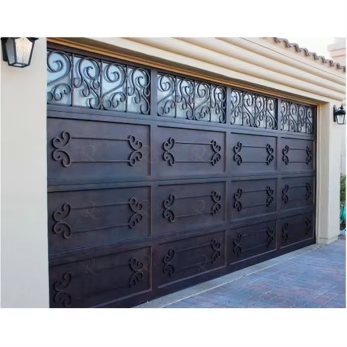 Luxury Modern Automatic Folding Wrought Iron Garage Door Main Metal Garage Entry Door Design