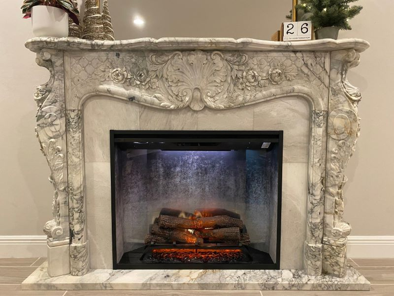 Beige Marble Fireplace Mantels for Indoor / Outdoor