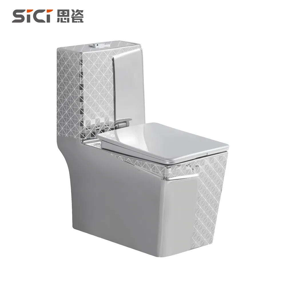 Sanitary Ware Luxury Design Bathroom One Piece Toilet Siphoinc Flushing Golden Toilet