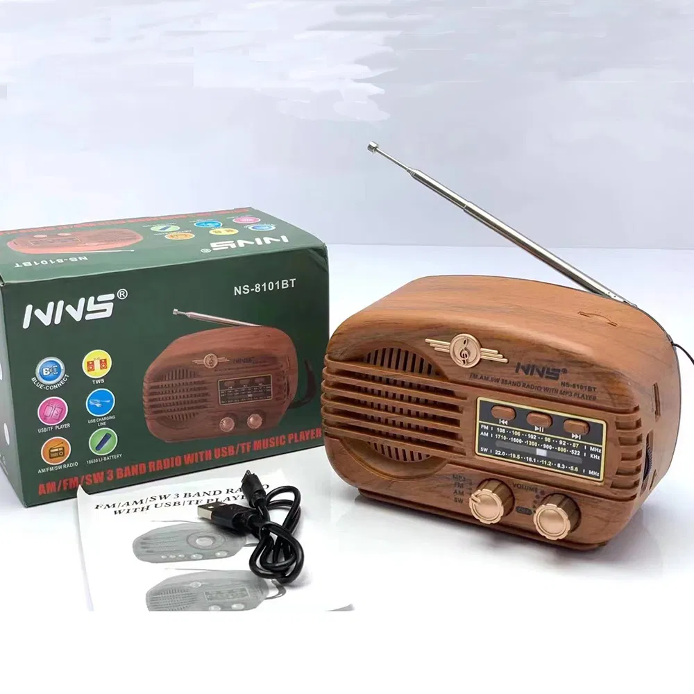 Ретро радио NS-8101BT с Bluetooth, деревянный корпус