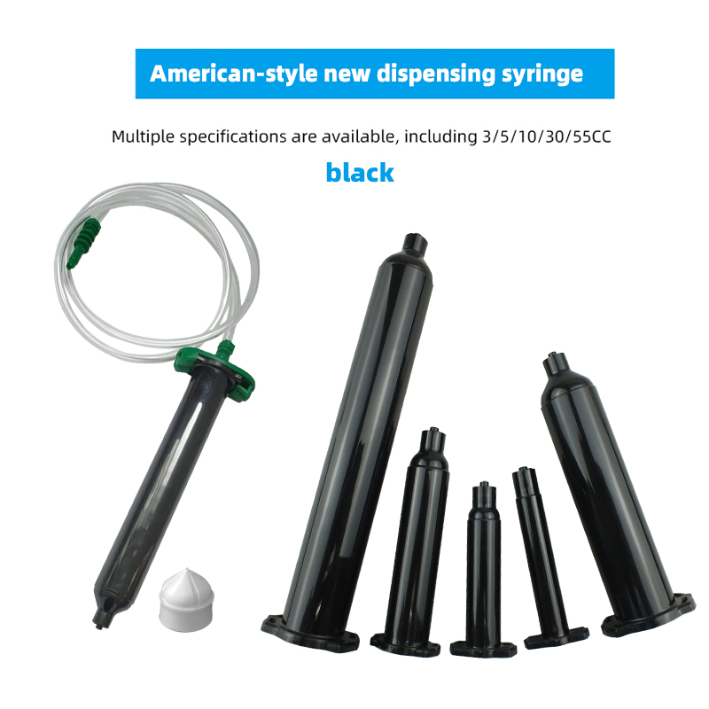 New American-Style 10cc Black Color Industrial Pneumatic Dispensing Syringe