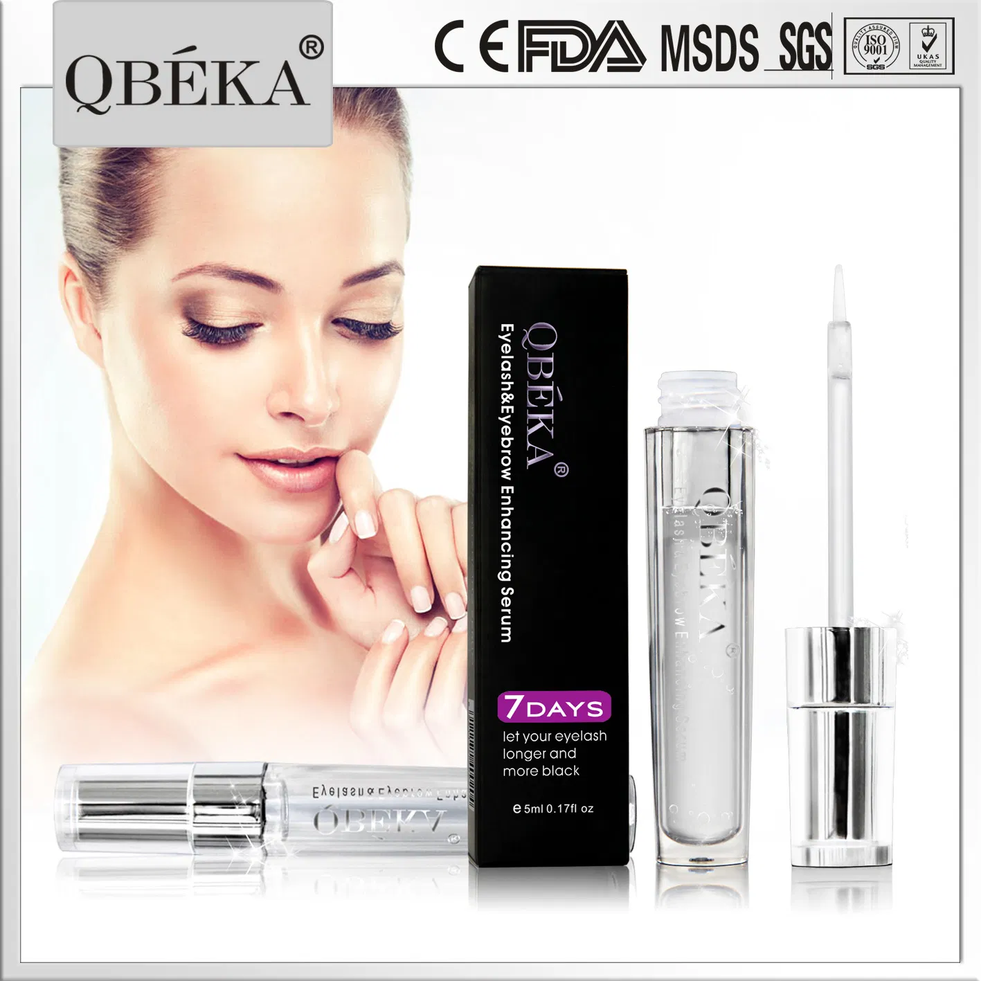 Qbeka Eyelash & Eyebrow Enhancing Serum Make Eyelash Longer, Blacker, Thicker - Emp Formular