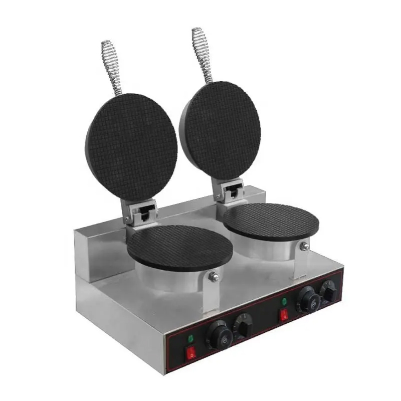 Stainless Steel Electric Double Plate Ice Cream Cone Waffle Maker