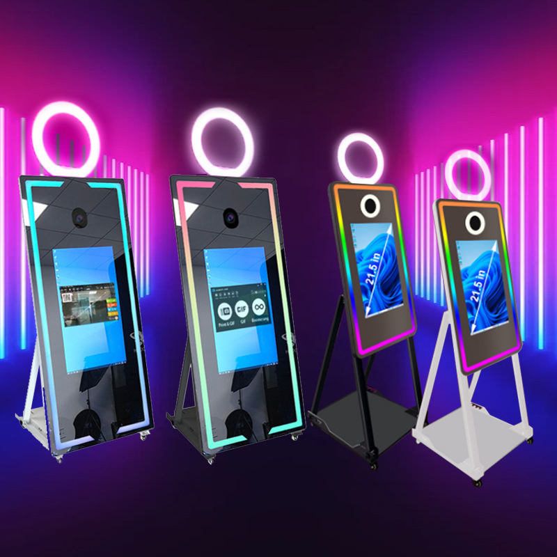 Mirror 70" Photo Booth with 43" Touch Screen DSLR Selfie Magic Photobooth