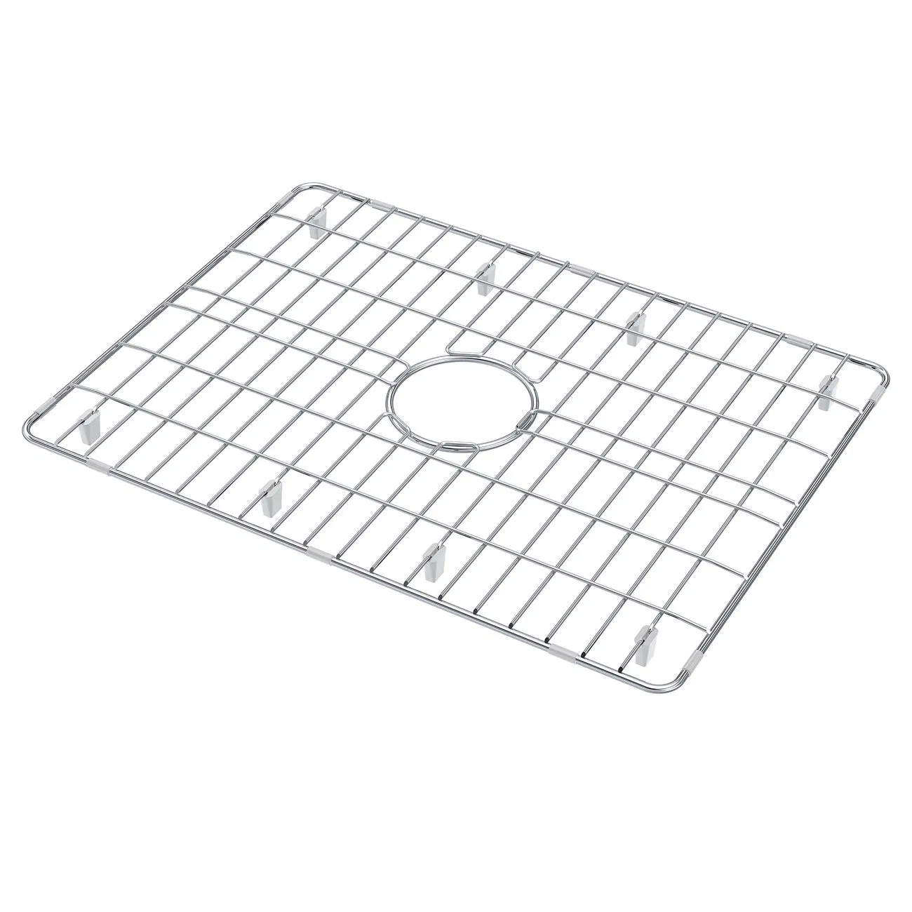 Stainless Steel Sink Grid and Protectors for Bottom of Kitchen Sink, 24"W X 4"D X 1"H with Center Drain for Single Sink Kitchen Bowl