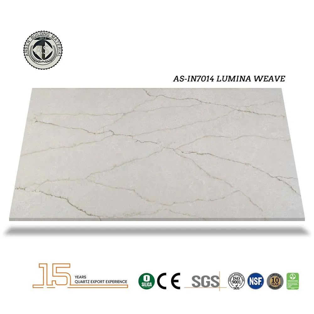 Transparent Quartz Stone 20mm Big Size Calacatta Engineered Quartz Slabs 3cm for Kitchen/Vanity/Island/Wall/Flooring