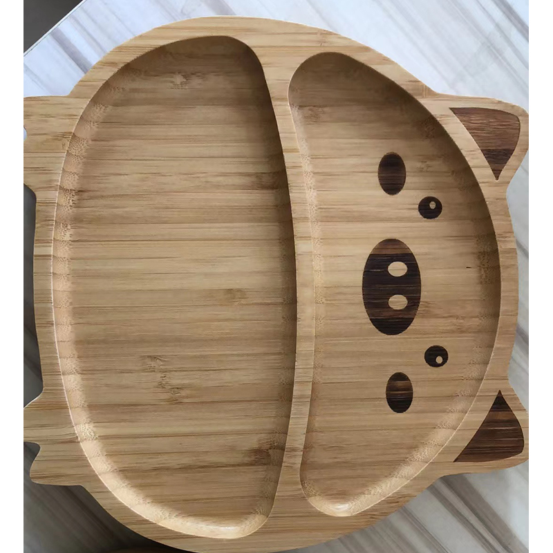 Children Kids Baby Cartoon Animal Figure Rabbit Unicon Car Bamboo Feeding Plate Bowl Spoon Fork