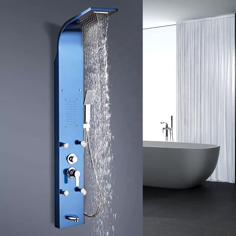 Shower Panel Bathroom Wall Mounted Stainless Steel Waterfall Shower Column Set Tower Massage Jets Shower Panels Colone De Douche