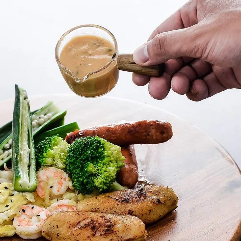 1400 Cc Wooden Glass Jug Beverage Serving Set