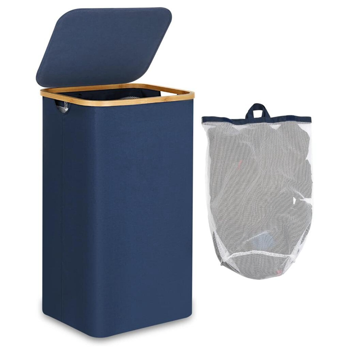 Slim Laundry Hamper with Lid and Handles Linen Storage Basket