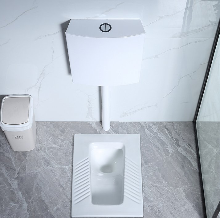 Fluor Modern Dual-Flush Squat Toilet Tank Wall-Mounted Ceramic Commode
