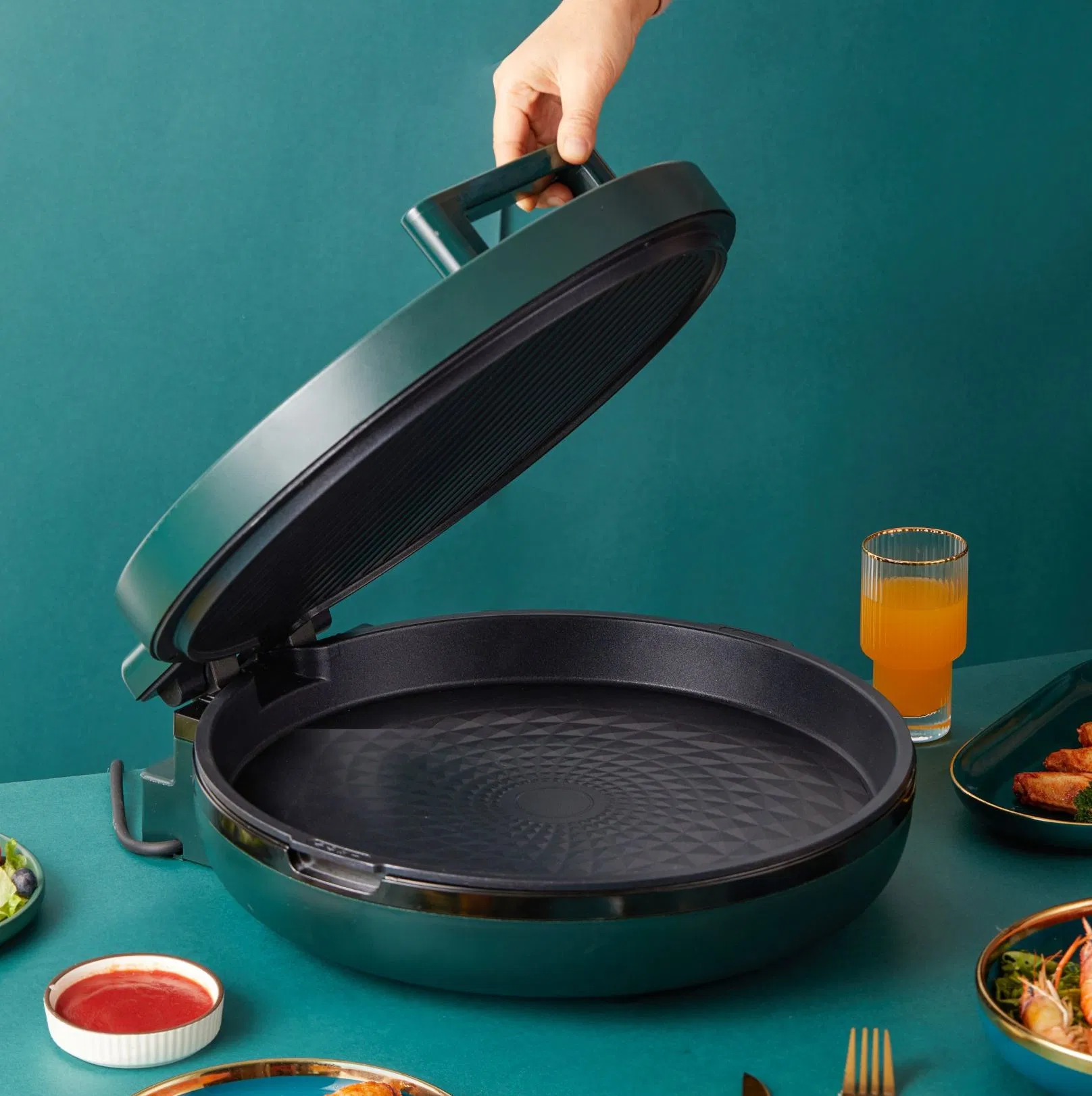Pizza Maker Non-Stick Round Shape Electric Pizza Pan Multi Cooker