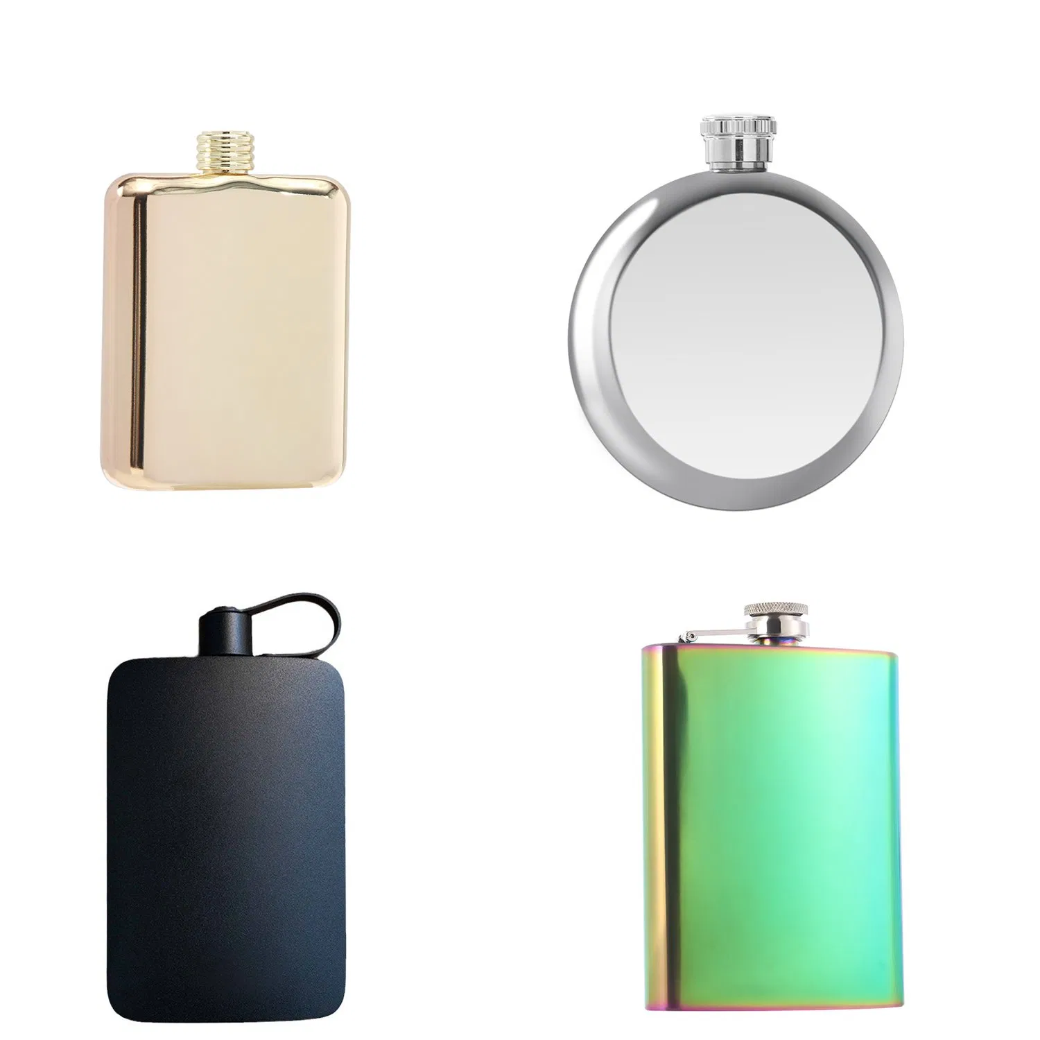 Wholesale Bar Party Camping Custom Logo 6oz 8oz 12oz Matte Black Silver Gold Hip Flask Stainless Steel Liquor Whiskey Alcohol Flask with Funnel