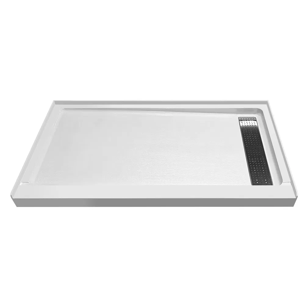 60"*32"*4" Quick Right Drain Smooth Surface Rectangle SMC Shower Base with Stainless Steel Drain Cover