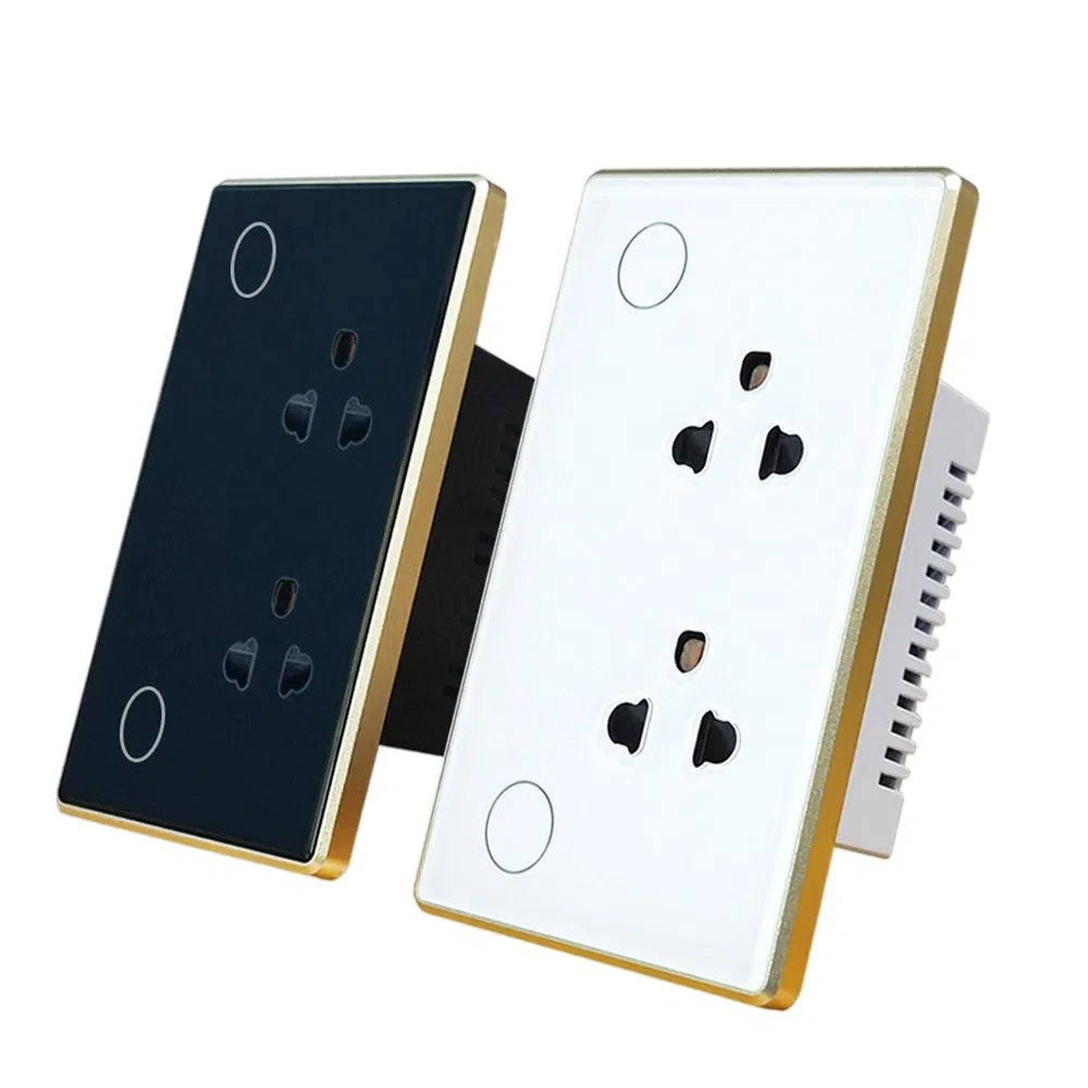 Metal Frame Intelligent Wall Socket 15A Power Touch Switch Wireless Remote Controller