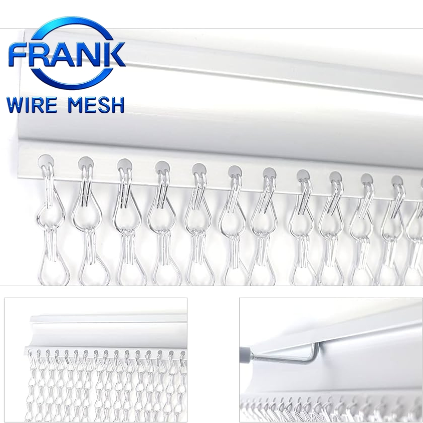 Decorative Aluminum Double Hooks Chain Link Fly Screen Metal Mesh Curtains for Interior Room Divider