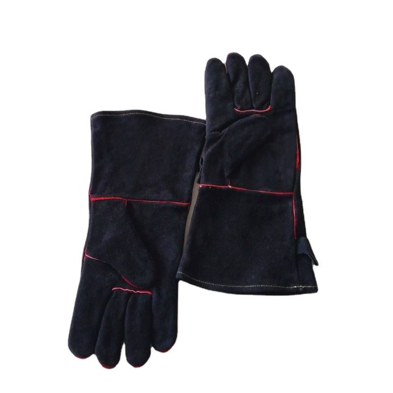 Premium Heat Resistant Cowhide Leather Gloves - 16 Inch Insulated Design