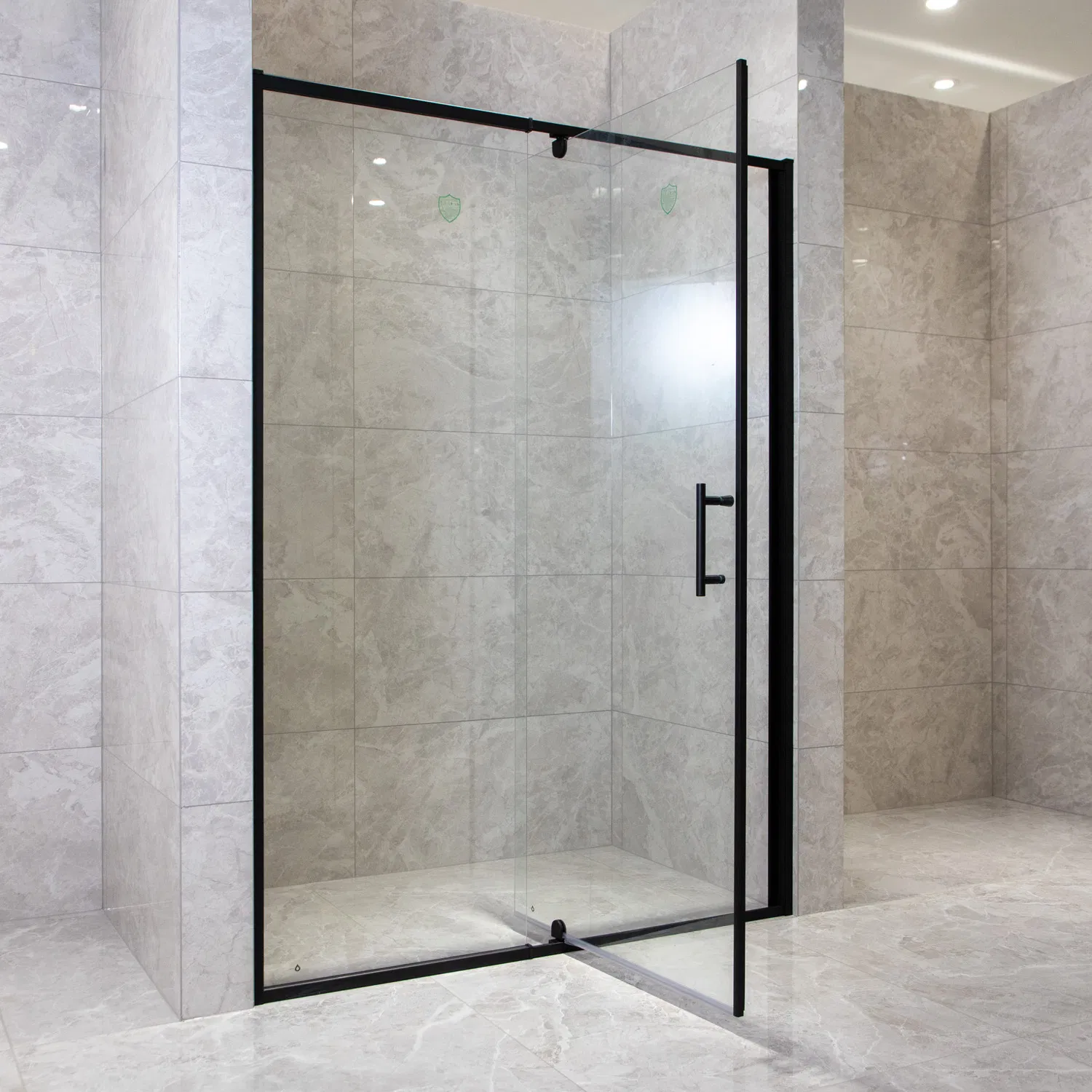 Elegant Bathroom Shower Enclosure with Frosted Glass and Hinge Door