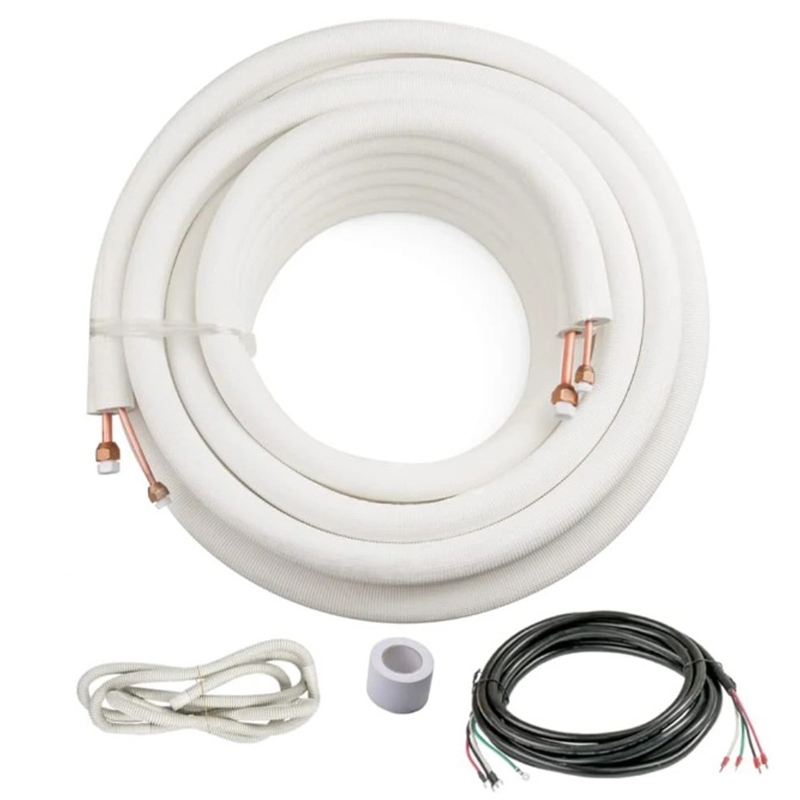 White 1/4''+1/2'' 3m Split PE Insulated Copper Pair Coil Connection Pipe for Air Conditioning