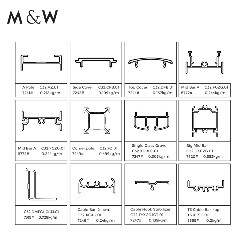 M&W Wholesale Custom Aluminium Profile Office Furniture Accessory