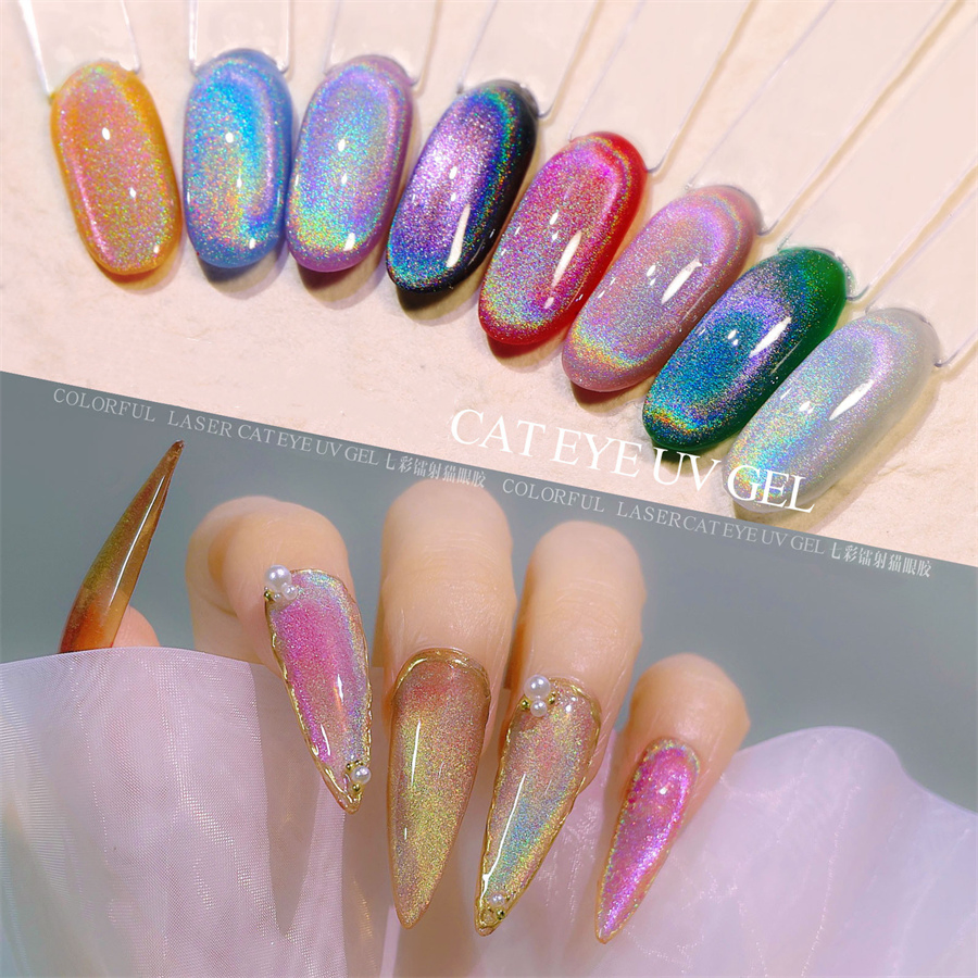 Nail Art Explosive Universal Colorful Cat′ S Eye Glue Laser Rainbow Glare Spar Cat′ S Eye Nail Shop Phototherapy Nail Polish Glue