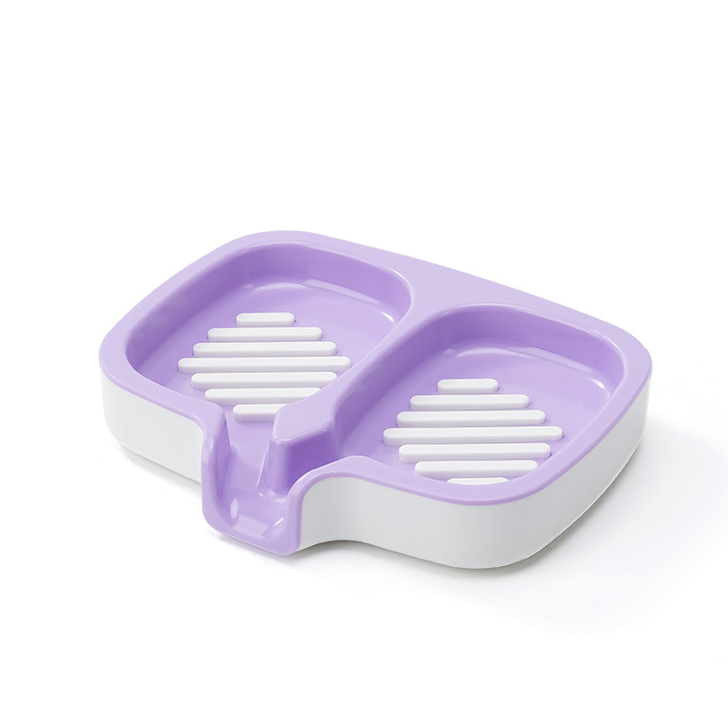 Double-Slot Plastic Soap Dish Holder, Durable and Stylish Bathroom Soap Tray with Drainage, Ideal for Soap and Sponges, Easy to Clean, Space-Saving Design