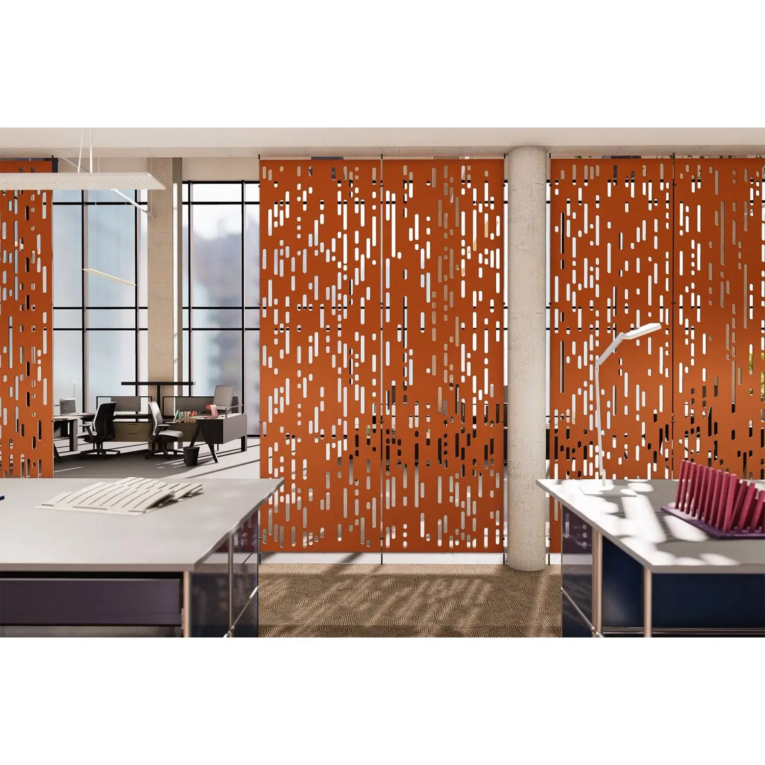Carved Removable Standing Decorative Soundproof Office Screen Partition for Office